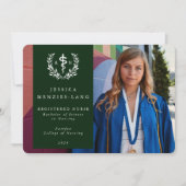 Faire-part Photo de graduation de l'infirmière autorisée vert (Devant)