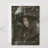 Faire-part Photo de Graduation de Portrait par script blanc (Devant)