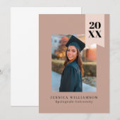 Faire-part Photo de graduation de ruban rose pâle et poussiér (Devant / Derrière)
