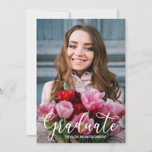 Faire-part Photo de graduation de script simple (Devant)