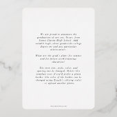 Faire-part photo de Graduation de texte Foil moder (Verso)