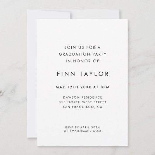 Faire-part photo de graduation du script mignon (Dos)