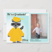 Faire-part photo de graduation en bleu jaune Racco (Devant)