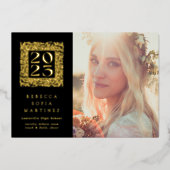 Faire-part photo de graduation en noir et or (Recto)