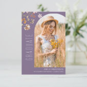 Faire-part photo de graduation Fleur sauvage viole (Debout devant)