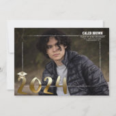 Faire-part photo de graduation Gold Border Grad (Devant)