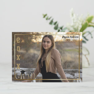 Faire-part photo de graduation Gold Border Grad
