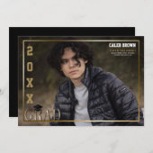 Faire-part photo de graduation Gold Border Grad (Devant / Derrière)