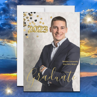 Faire-part photo de graduation Gold Sparkles perso