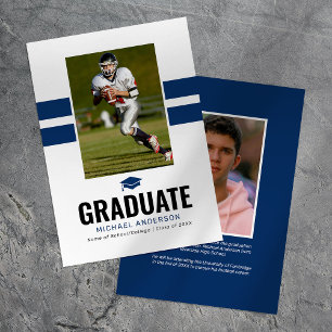 Faire-part Photo de graduation Masculine Navy 2025