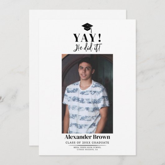 Faire-part photo de graduation minimale moderne (Devant / Derrière)