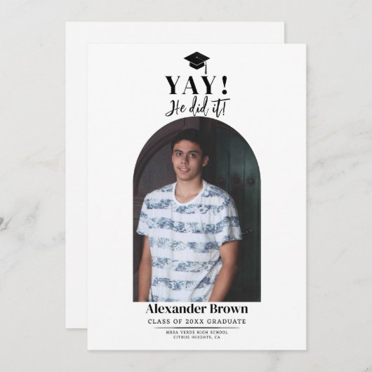 Faire-part photo de graduation minimale moderne (Devant / Derrière)