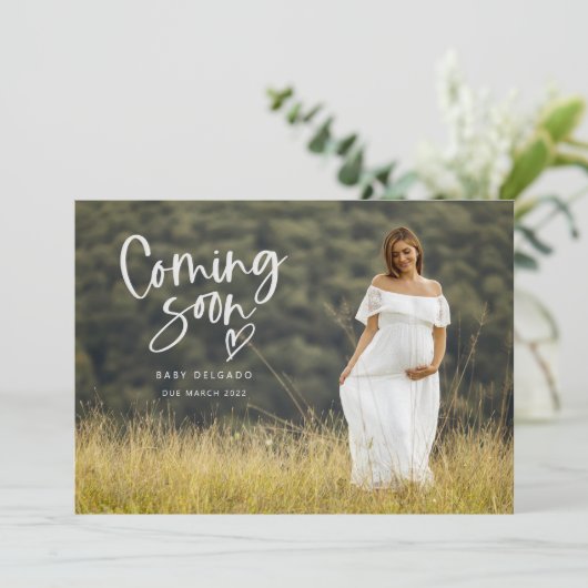 Faire-part photo de grossesse | Bientôt (Debout devant)