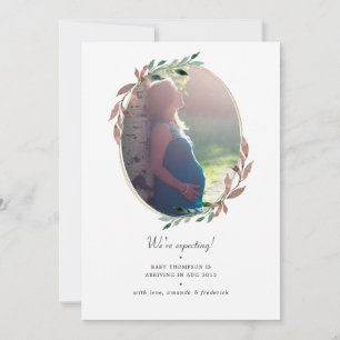 Faire-part Photo de grossesse en verdure rustique hivernale