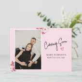 Faire-part photo de grossesse florale | Bientôt (Debout devant)