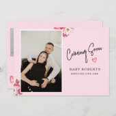 Faire-part photo de grossesse florale | Bientôt (Devant / Derrière)