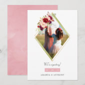 Faire-part Photo de grossesse géométrique bordeaux et floue (Devant / Derrière)