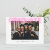 Faire-part photo de groupe de classe ultra chic néon rose (Debout devant)