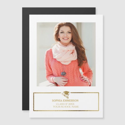 Faire-part photo de la casquette blanche et or (Devant / Derrière)