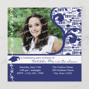 Faire-part Photo de la casquette de fin d'études 2011/ bleu m