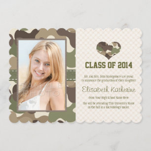 FAIRE-PART PHOTO DE LA DIPLÔME DE CAMOUFLAGE HEART