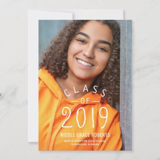 Faire-part photo de la fête de graduation avec let (Devant)