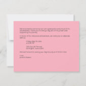 Faire-part photo de la finition rose (Dos)