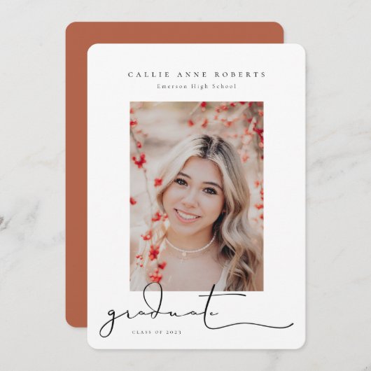 Faire-part photo de la graduation de l'instantané (Devant / Derrière)