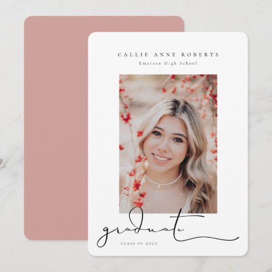 Faire-part photo de la graduation de l'instantané (Devant / Derrière)