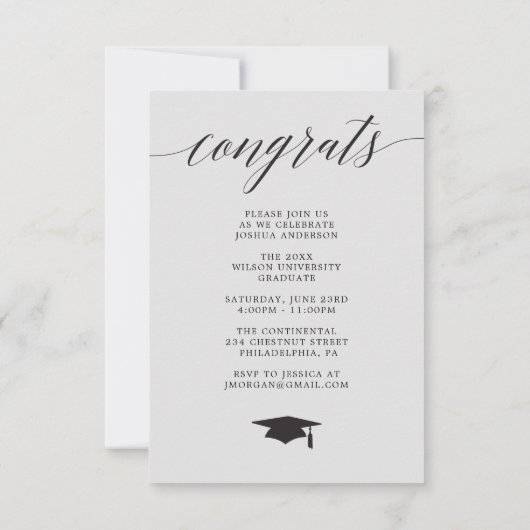 Faire-part photo de la graduation de script (Dos)