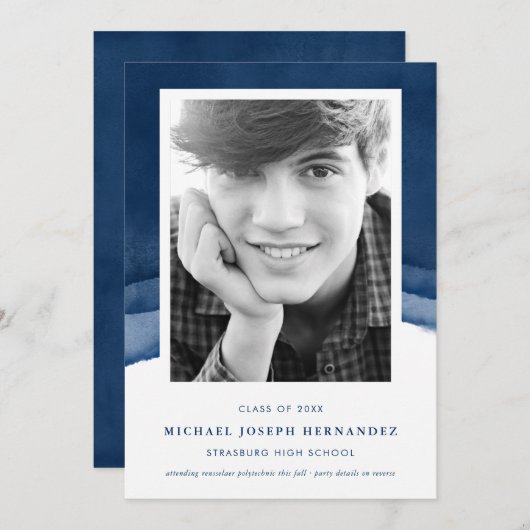 Faire-part photo de la graduation en aquarelle Ind (Devant / Derrière)