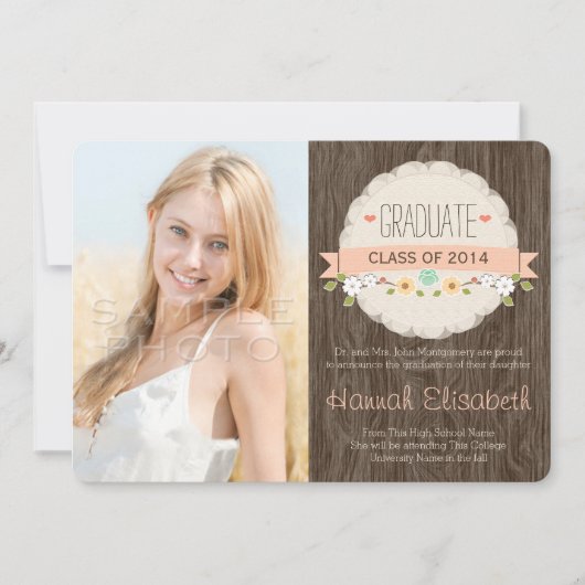 Faire-part photo de la graduation florale de Coral (Devant)