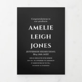 Faire-part photo de la graduation florale noire (Page de couverture)