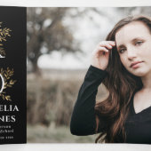 Faire-part photo de la graduation florale noire (Intérieur au milieu)