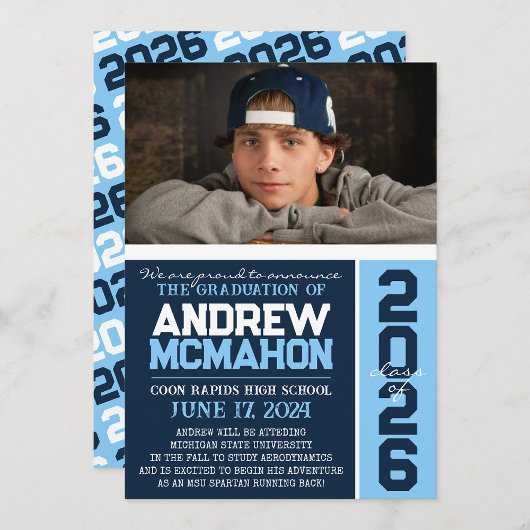 Faire-part photo de la Marine & Bébé Blue Graduati