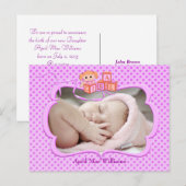 Faire-part photo de la petite fille (Devant / Derrière)