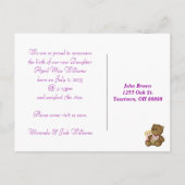 Faire-part photo de la petite fille (Dos)