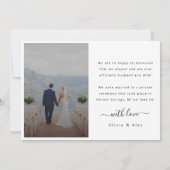 Faire-part Photo de mariage avec écriture blanche moderne We  (Dos)