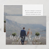 Faire-part Photo de mariage avec écriture blanche moderne We  (Devant / Derrière)