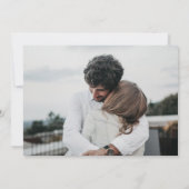 Faire-part Photo de mariage blanc et magenta script réduction (Dos)