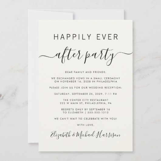 Faire-part Photo de mariage de réception Happily Ever After (Devant)