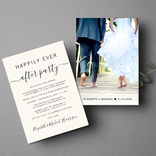 Faire-part Photo de mariage de réception Happily Ever After