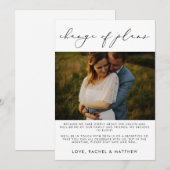 Faire-part Photo de mariage élégant et fuite/ Changement de p (Devant / Derrière)