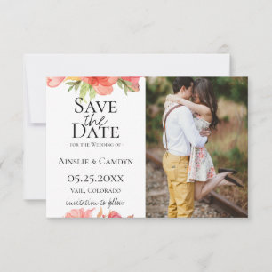 Faire-part Photo de mariage fleuri vaporeux Save The Date