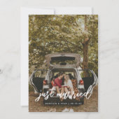 Faire-part Photo de mariage 'Jeunes mariés' avec écriture mod (Devant)