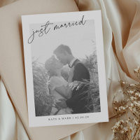 Photo de mariage 'Juste Mariés' avec écriture manu