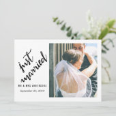 Faire-part Photo de Mariage manuscrite, juste mariée moderne (Debout devant)