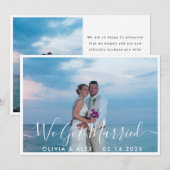 Faire-part Photo de mariage moderne avec texte blanc (Devant / Derrière)