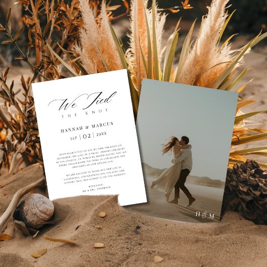Faire-part Photo de mariage moderne Boho Script Nous avons no