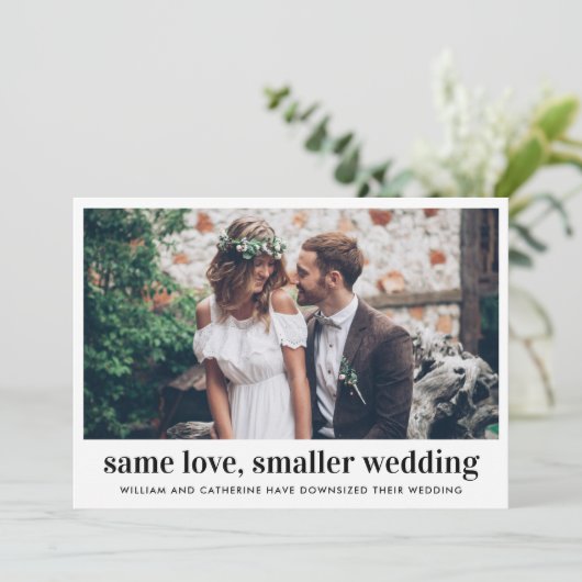 Faire-part Photo de mariage réduit avec le même amour moderne (Debout devant)